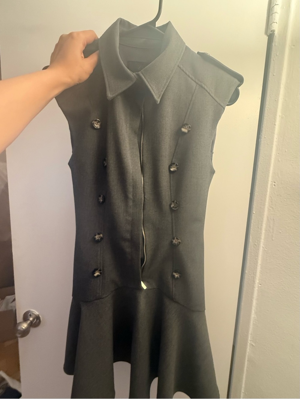 Zara Button Down Gray Fit-and-Flare Dress